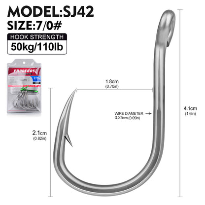 PROBEROS SJ42 Saltwater Fishing Hooks | Stainless Steel Single Hook