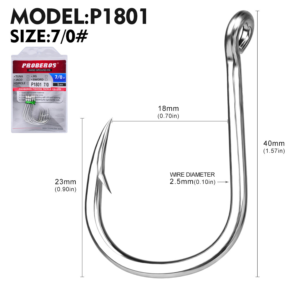 PROBEROS 50PCS  Saltwater Jigging Hooks, Stainless Steel Heavy Duty Super Strong For Vertical Metal Jig