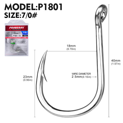 PROBEROS 50PCS  Saltwater Jigging Hooks, Stainless Steel Heavy Duty Super Strong For Vertical Metal Jig