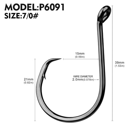 PROBEROS 6091 Saltwater Single Fishing Hooks 1/0-10/0 Tin High Carbon Steel 20PCS