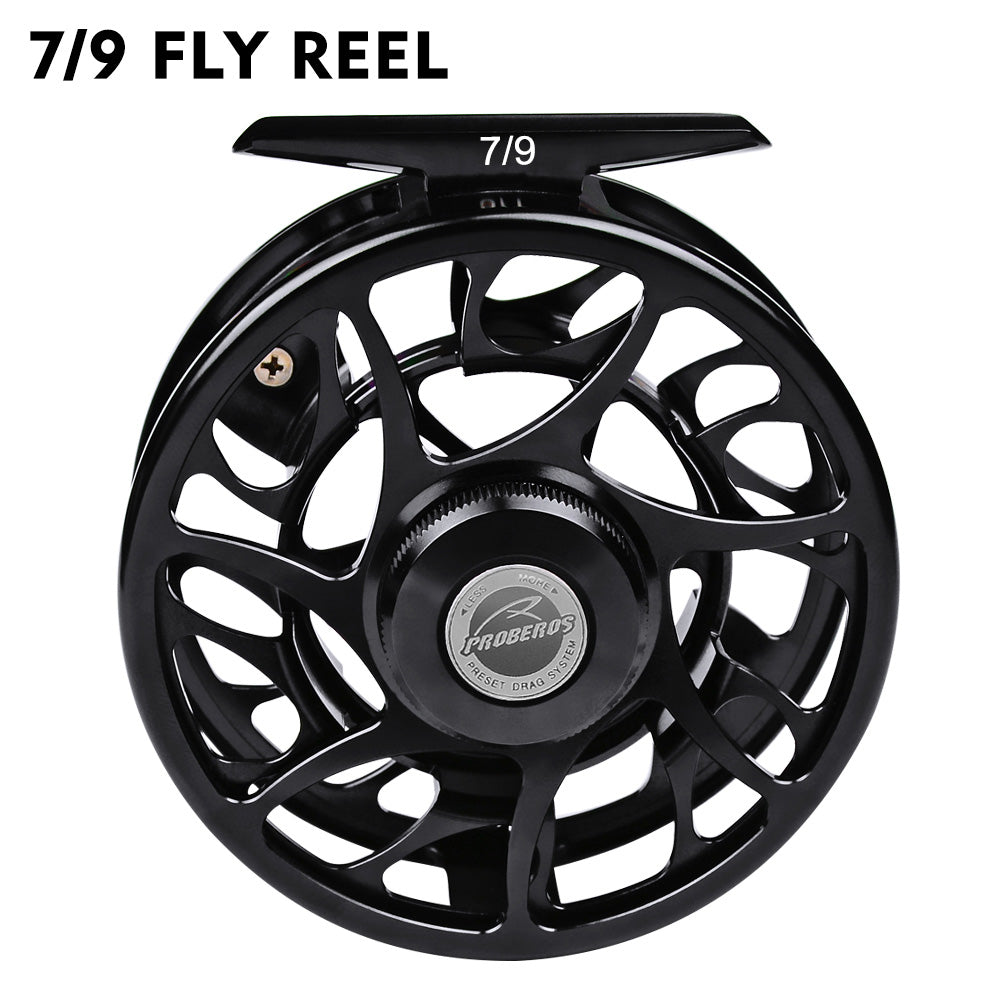 PROBEROS CNC Aluminum Fly Reel, 5/7, 7/9, 9/10 Sizes, 3 Colors Large Arbor Fly Reel, Corrosion Resistant for Freshwater  Saltwater