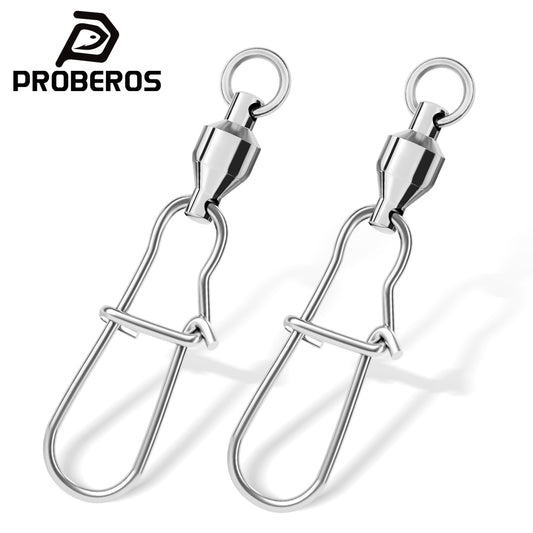 PROBEROS  10Pcs High-Speed 8-Shaped Ring Swivel Bearing Swivel + Stainless Steel Enhanced Snap Connector 0#-10#