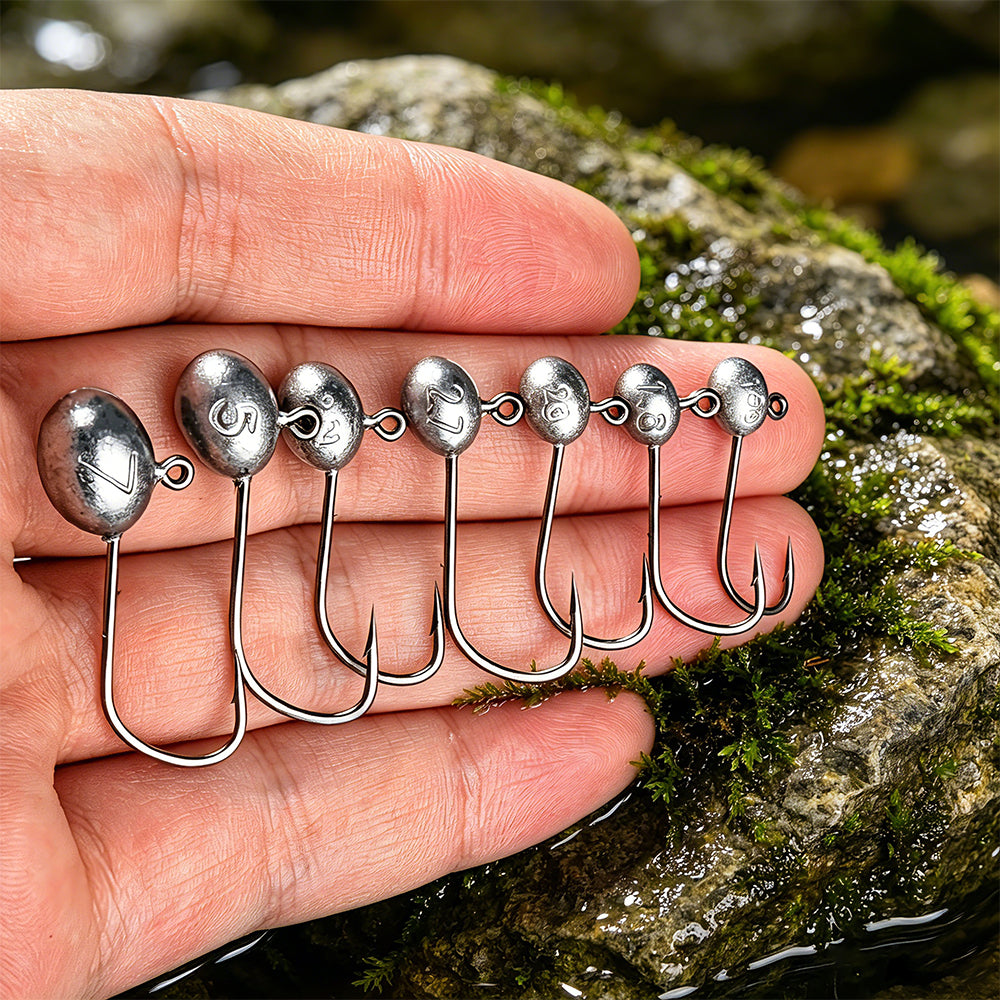 PROBEROS JIG052 Oval Lead Jig Head Hooks 1.5g-7g (10-Pack)