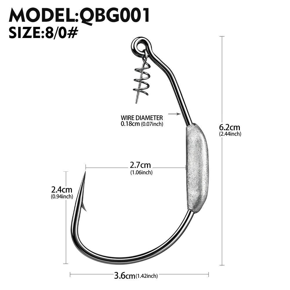 PROBEROS Weighted Swimbait Jig Hooks QBG001, 6/0#-10/0# Offset Weedless Hooks with Spring Twist Lock