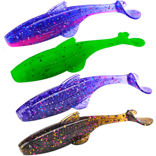 SUNLURE RL025 Ribbed Paddle Tail Soft Plastic Swimbaits