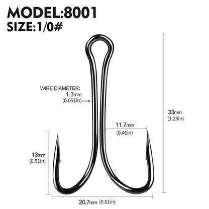 PROBEROS 100pcs Luya Fishing Hook Carbon Steel Barbed Double Hook Fishing Hook Chicken Claw Hook Tied Soft Bait Fish Accessories