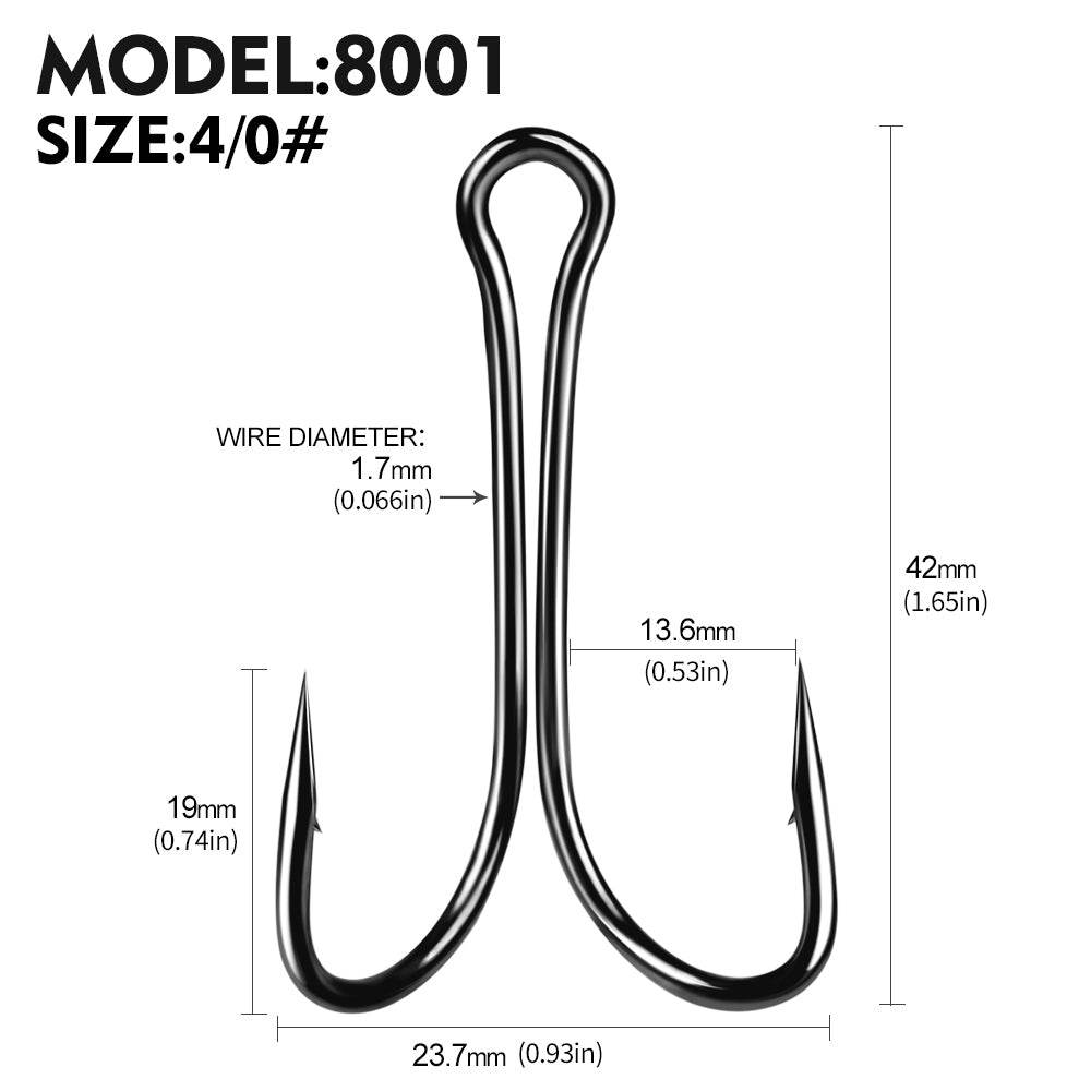 PROBEROS 8001 Carbon Steel Double Fishing Hooks 100PCS