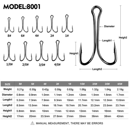 PROBEROS 100pcs Luya Fishing Hook Carbon Steel Barbed Double Hook Fishing Hook Chicken Claw Hook Tied Soft Bait Fish Accessories