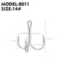 PROBEROS 50PCS Black High Carbon Treble Hooks Super Sharp Solid Size Triple Barbed Steel Fish Hook Fishing Gear Accessories