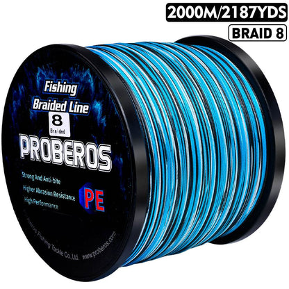 PROBEROS 2000m Braided Fishing Line 8 Strand Photosynth Coating｜Stealth Hunt in Amazon, Mariana & Martian Brines - Proberos