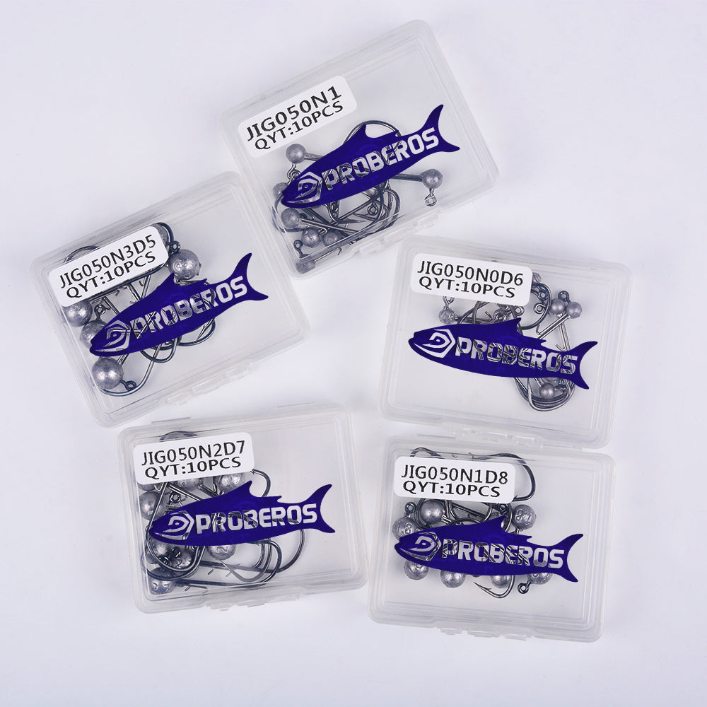 PROBEROS JIG050 Round Ball Lead Jig Head Hooks (0.6g-3.5g)