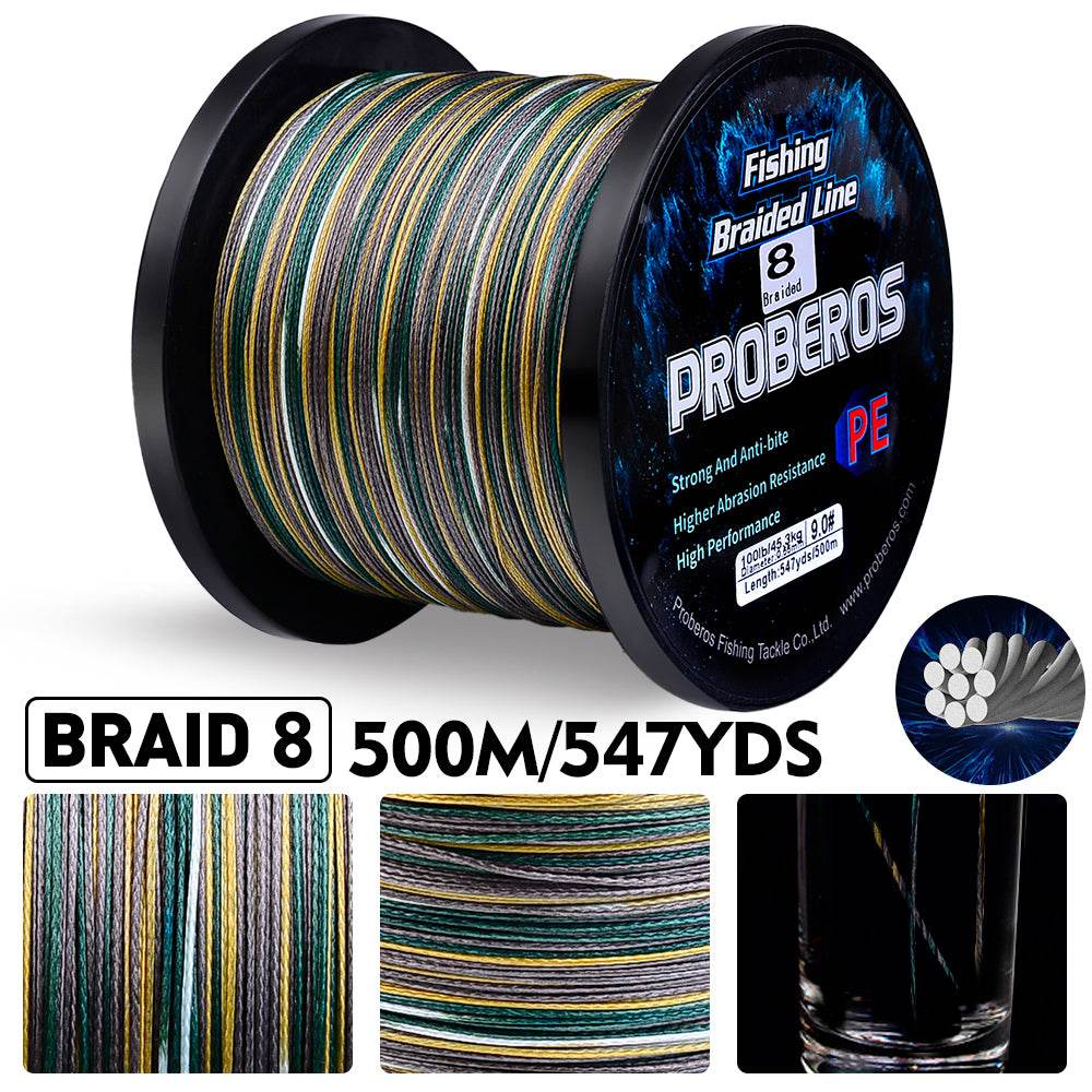 PROBEROS 500m Braided Fishing Line 8 Strand DarkEnergy Shield｜Fishing Across Ice Age, Lava Seas & Void Zones - Proberos