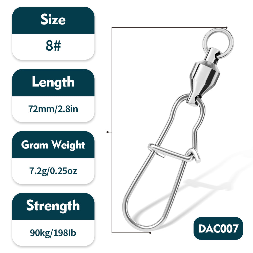 PROBEROS high-speed figure-of-eight swivel Bearing swivel stainless steel reinforced pin connector Fishing supplies accessories 50pcs