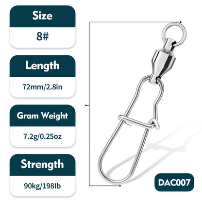 PROBEROS high-speed figure-of-eight swivel Bearing swivel stainless steel reinforced pin connector Fishing supplies accessories 50pcs