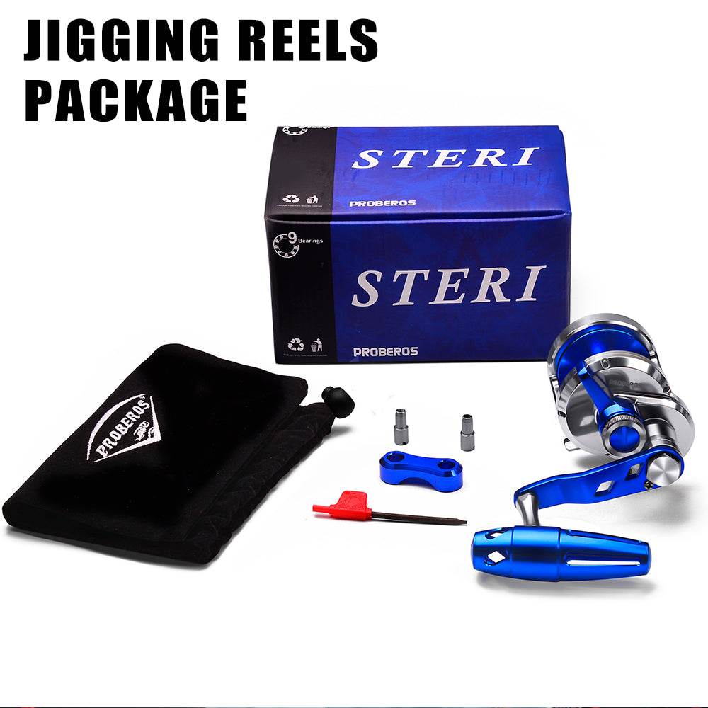 PROBEROS® Full Metal Jigging Reel 40LB Power Drag Deep Sea Saltwater Trolling Jigging Boat Fishing Reel - Proberos