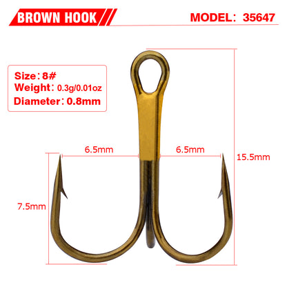 PROBEROS triple hook fishing with barbed anchor hooks, lure fishing tackle, tackle and white triple anchor hooks 100 PCS