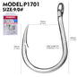 PROBEROS 50Pcs  Fishhook High Carbon Steel Gaff Barbed Antirust Sharp Angle Tuna Fishing Circle Hooks