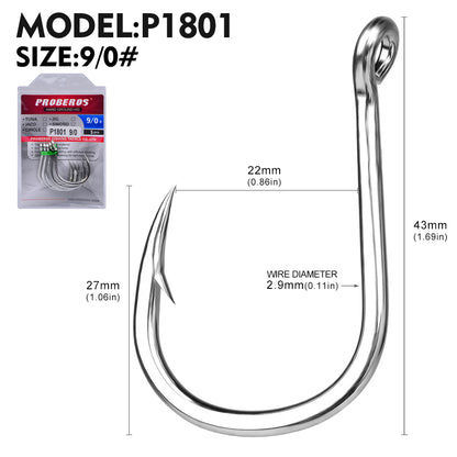 PROBEROS 50PCS  Saltwater Jigging Hooks, Stainless Steel Heavy Duty Super Strong For Vertical Metal Jig