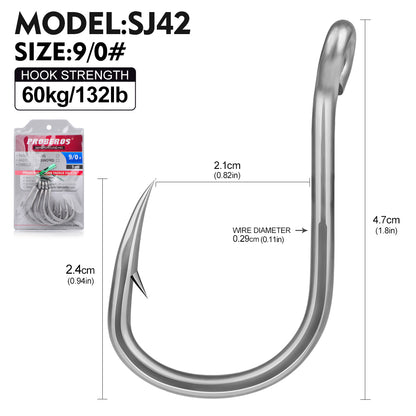 PROBEROS SJ42 Saltwater Fishing Hooks | Stainless Steel Single Hook