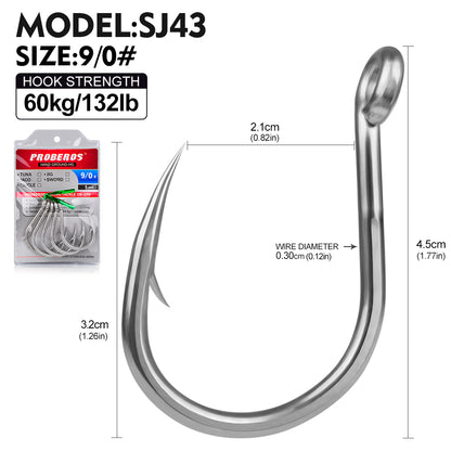 PROBEROS SJ43 20PCS Saltwater Fishing Hooks 1/0#-13/0# Anti-rusty  Stainless steel Strength