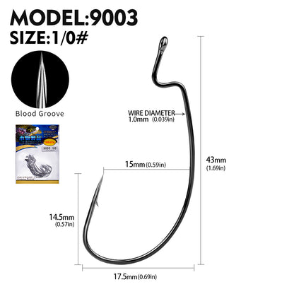 PROBEROS 100pcs  Blood Fishing Hook Carbon Steel Wide Crank Hook Offset Fishhook Soft Worm Barbed Hook Carp Fishing Hooks