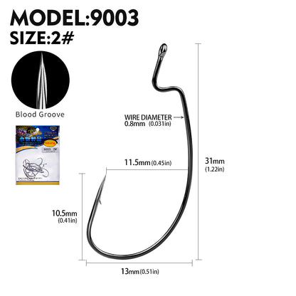 PROBEROS 100pcs  Blood Fishing Hook Carbon Steel Wide Crank Hook Offset Fishhook Soft Worm Barbed Hook Carp Fishing Hooks