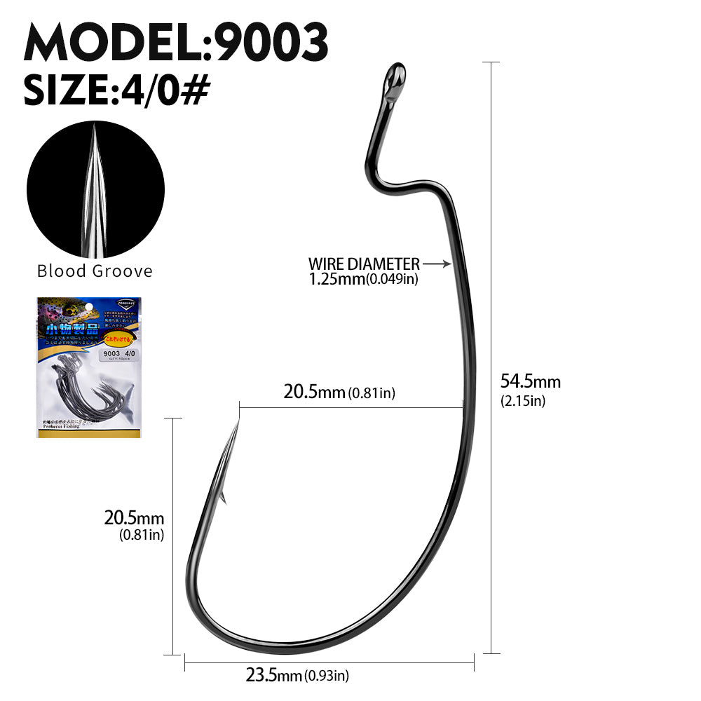 PROBEROS 100pcs  Blood Fishing Hook Carbon Steel Wide Crank Hook Offset Fishhook Soft Worm Barbed Hook Carp Fishing Hooks