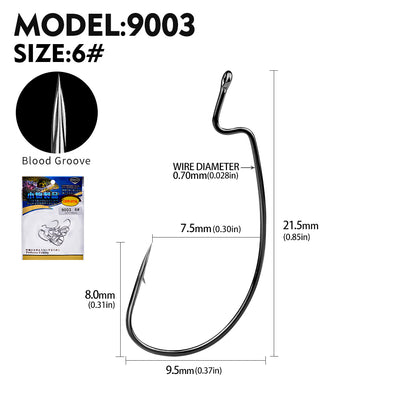 PROBEROS 100pcs  Blood Fishing Hook Carbon Steel Wide Crank Hook Offset Fishhook Soft Worm Barbed Hook Carp Fishing Hooks