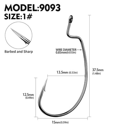 PROBEROS 100pcs Fishing Hooks Worm Hooks Bass Hooks Crank Hook,Fishing Hooks Fishing Tackle For Bass Trout Saltwater Freshwater