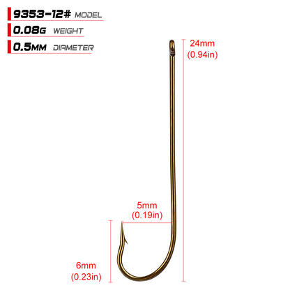 PROBEROS 9353 Aberdeen Fishing Hooks (1#-6/0#) | Golden Copper