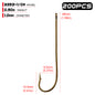PROBEROS 200PCS Aberdeen Hooks Barbed Single Hook High Carbon Steel Fishhooks Offset Worm Fishing Hooks Pesca Tackle