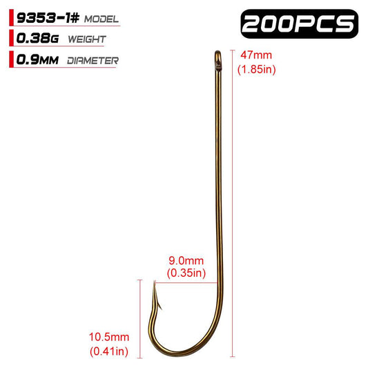 PROBEROS 200PCS Aberdeen Hooks Barbed Single Hook High Carbon Steel Fishhooks Offset Worm Fishing Hooks Pesca Tackle - Proberos