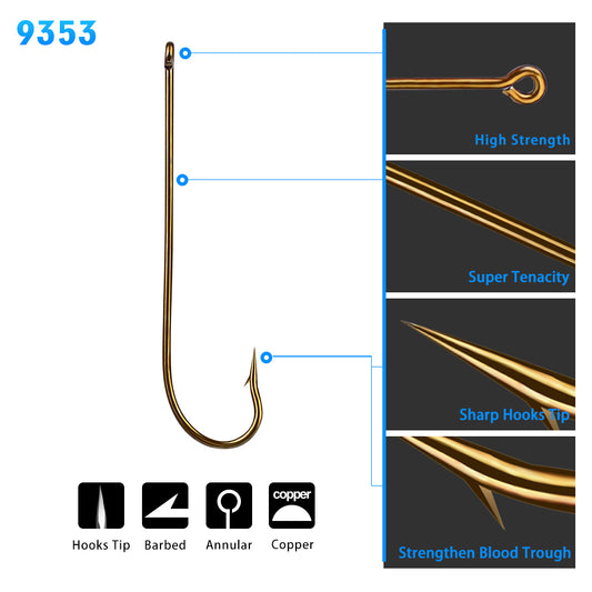 PROBEROS 200PCS Aberdeen Hooks Barbed Single Hook High Carbon Steel Fishhooks Offset Worm Fishing Hooks Pesca Tackle