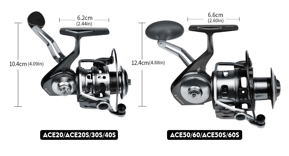 PROBEROS ACE Spinning Reel, 11+1/5+1/4+1BB, 5.1:1/4.9:1 Gear Ratio, 6kg-14kg Max Drag CNC Aluminum , Left/Right Interchangeable Handle