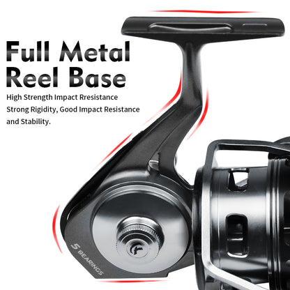 PROBEROS ACE Spinning Reel, 11+1/5+1/4+1BB, 5.1:1/4.9:1 Gear Ratio, 6kg-14kg Max Drag CNC Aluminum , Left/Right Interchangeable Handle