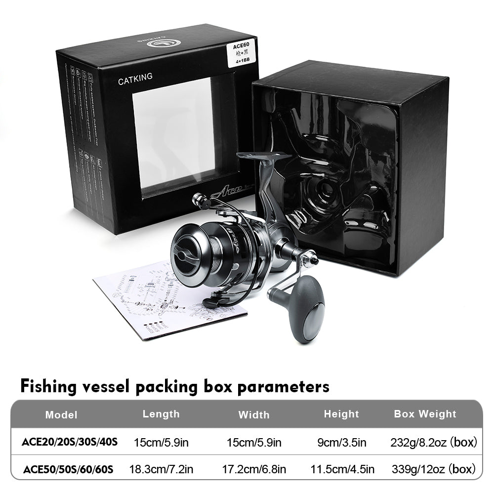 PROBEROS ACE Spinning Reel 5.1:1/4.9:1 Ratio 6-14kg Max Drag CNC Alum – Proberos