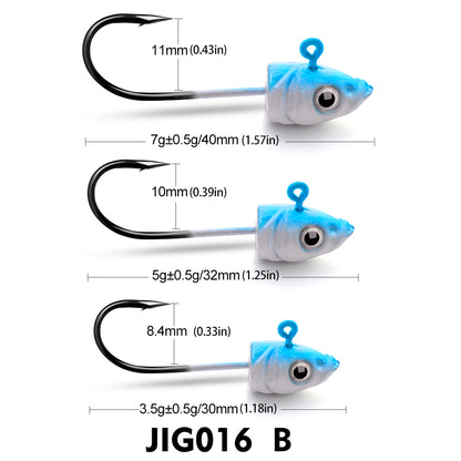 PROBEROS 5Pcs Saltwater Lead Jig Hooks 3.5g-7g High Carbon Steel Fishing Hooks