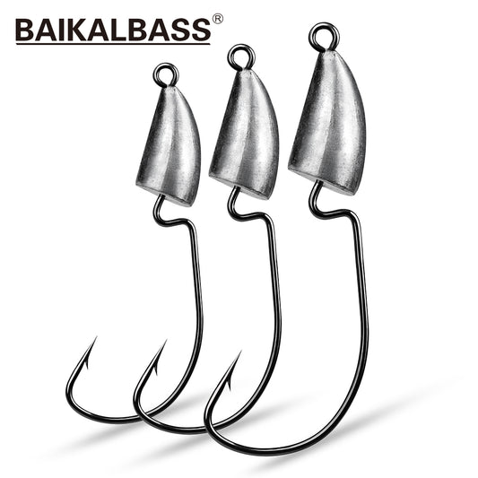 PROBEROS Root Fishing Hook Original Lead Crank Lead Head Hook 5g 7g 10g 14g Soft Worm Hook with Barb Lure Hook Fishing Tackle Accessories 20pcs