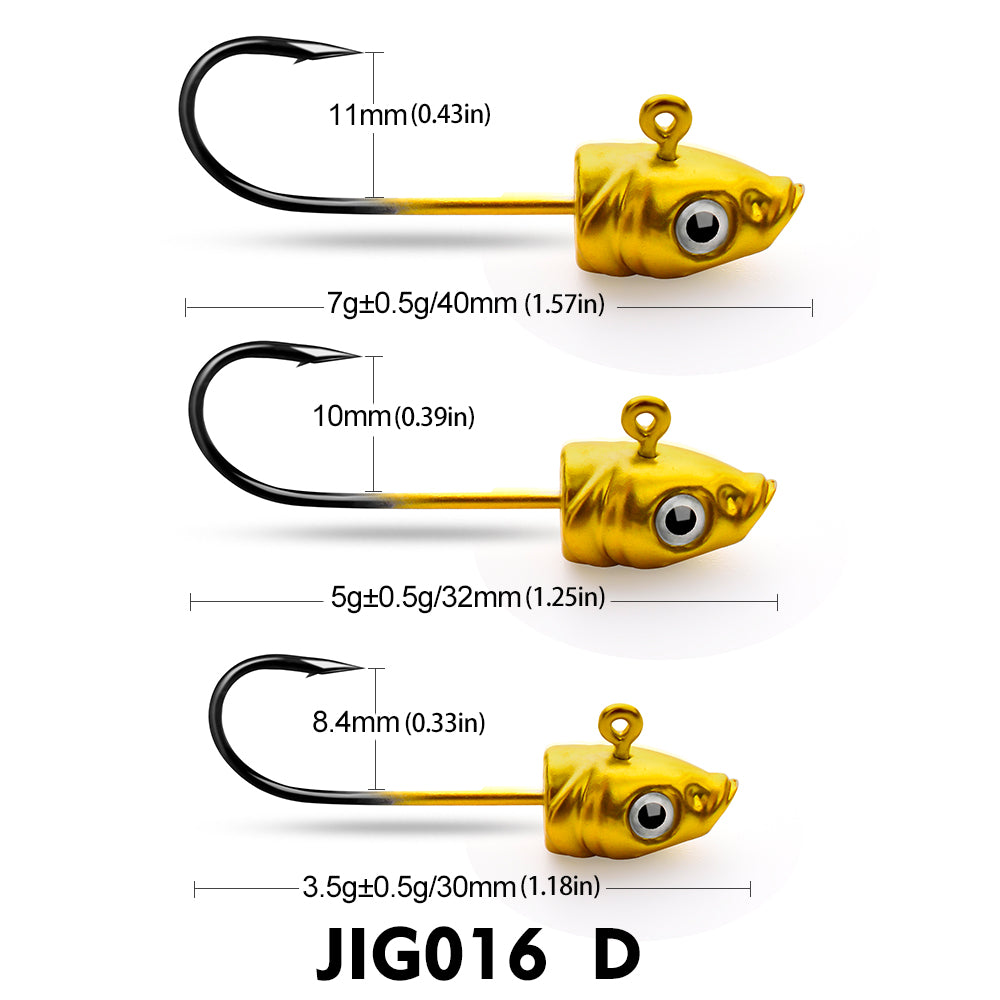PROBEROS 5Pcs Saltwater Lead Jig Hooks 3.5g-7g High Carbon Steel Fishing Hooks