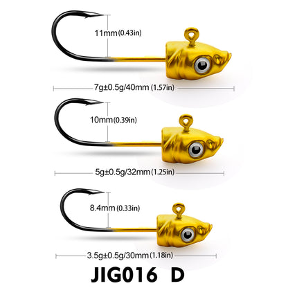 PROBEROS 5Pcs Saltwater Lead Jig Hooks 3.5g-7g High Carbon Steel Fishing Hooks