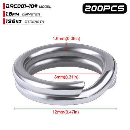 PROBEROS Stainless Steel Double Layer Flattened Loop Bait Rings (200 pcs/pack)