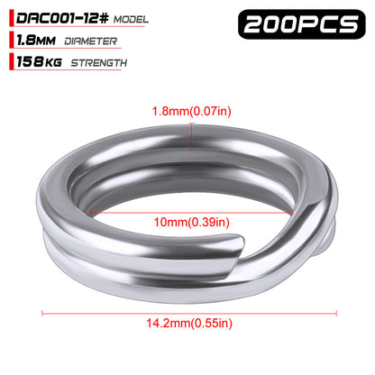 PROBEROS Stainless Steel Double Layer Flattened Loop Bait Rings (200 pcs/pack)