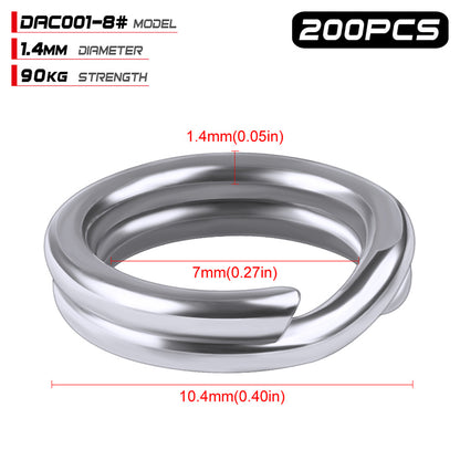 PROBEROS Stainless Steel Double Layer Flattened Loop Bait Rings (200 pcs/pack)
