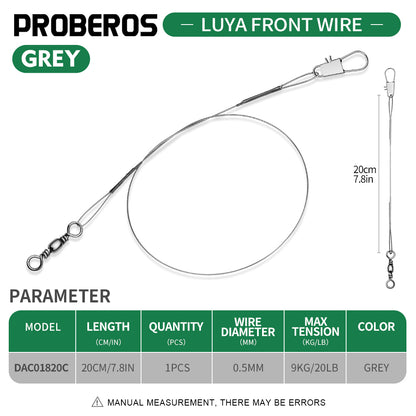 PROBEROS Lure Front Wire Anti-Bite Wire with Pin Splayed Figure-of-Eight Ring Wire Leader Lure Fishing Tackle Accessories 200pcs