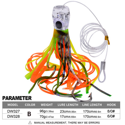 PROBEROS DW327/328 Resin Head Octopus Trolling Lure 17/23cm 1-5Pcs