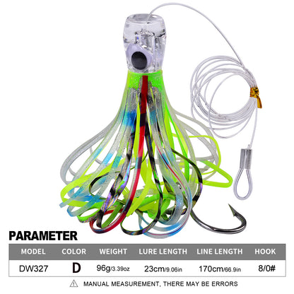 PROBEROS DW327/328 Resin Head Octopus Trolling Lure 17/23cm 1-5Pcs