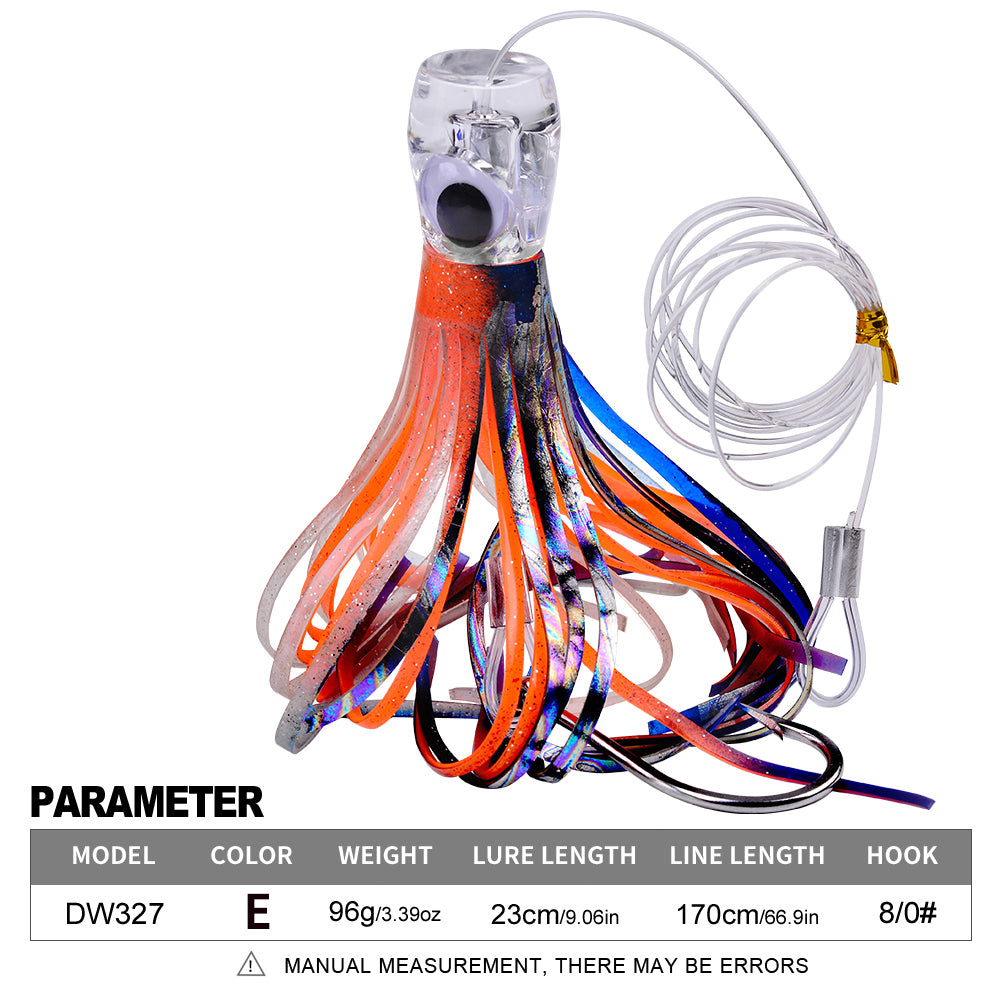 PROBEROS Trolling Lure Acrylic Octopus Soft Bait Resin Bionic Lure Sea Fishing Boat Fishing Lure 1Pc/5pc per pack