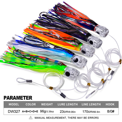 PROBEROS DW327/328 Resin Head Octopus Trolling Lure 17/23cm 1-5Pcs