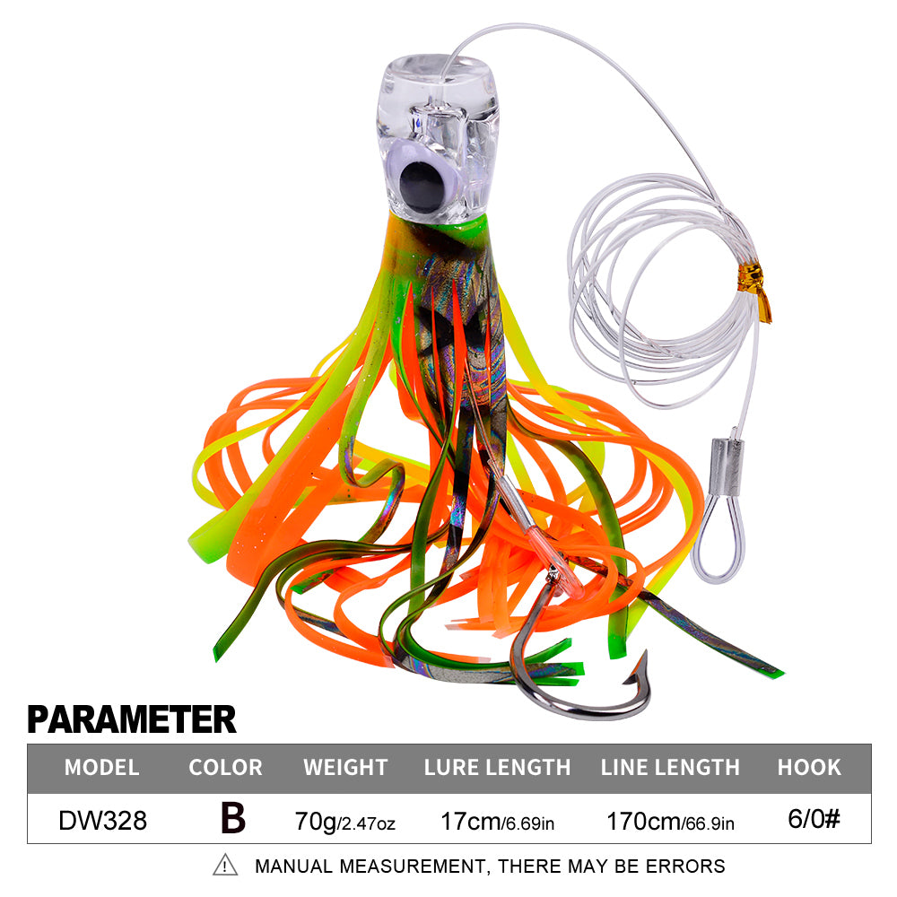 PROBEROS Trolling Lure Acrylic Octopus Soft Bait Resin Bionic Lure Sea Fishing Boat Fishing Lure 1Pc/5pc per pack