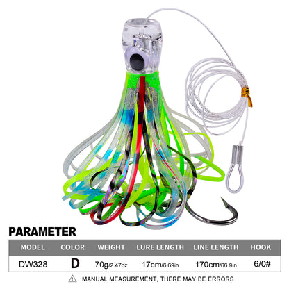 PROBEROS DW327/328 Resin Head Octopus Trolling Lure 17/23cm 1-5Pcs
